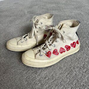 Converse x COMME des GARCONS PLAY Chuck 70 Hi Top 'Multi Heart, size Men's 6 /W8